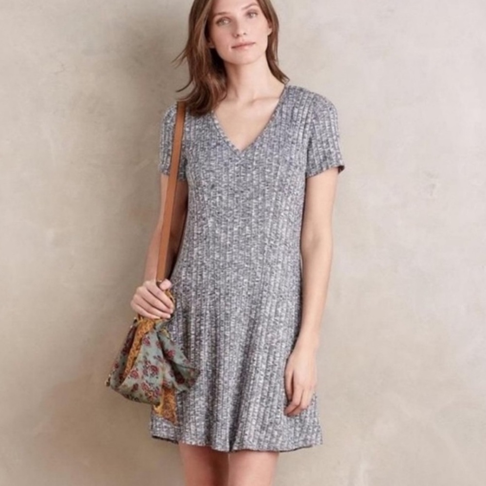 Anthropologie/Dolan - Gray Knit Rib Dress, Small